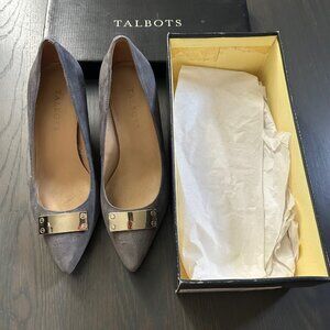 Talbots Gray Suede Size 7 Pumps with Gold Accent